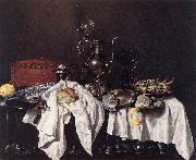 HEDA, Willem Claesz. Still-Life with Pie, Silver Ewer and Crab sg oil on canvas